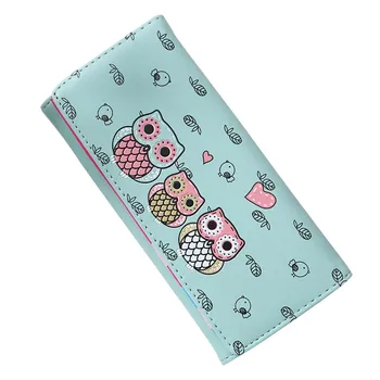 

Girls cute wallet owl cartoon casual buckle long wallet wallet card package Carteira Feminina Couro