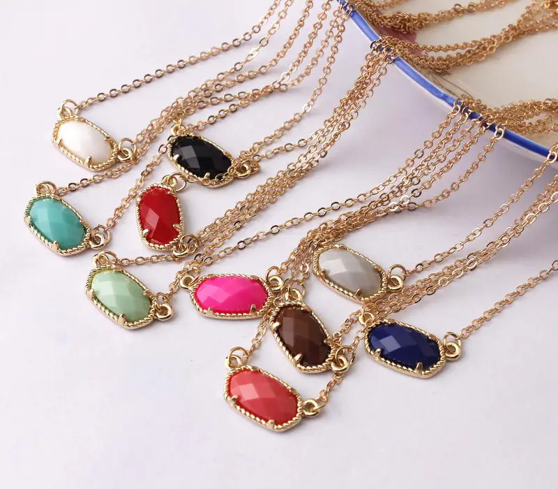 

2018 New Gold Mini Oval Stone Pendant Claw Choker Necklace for Women Famous Brand Jewelry Wholesale 10 Colors Option