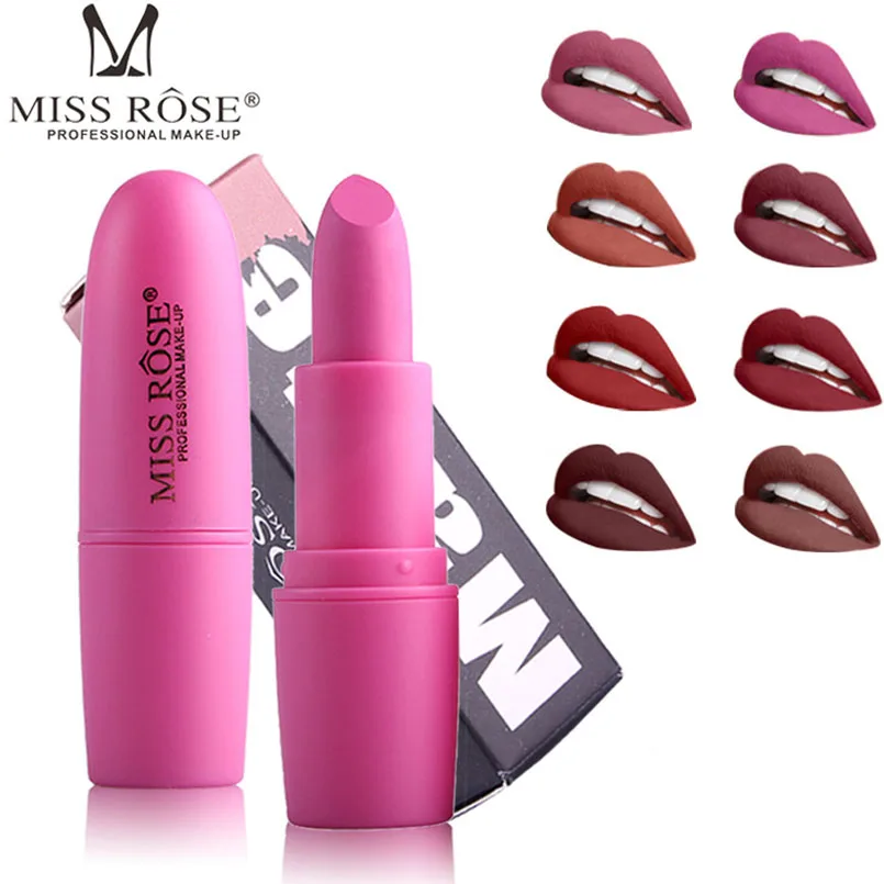 

MISS ROSE Nude Matte Lipstick Pigment Lip Stick Moisturizer Long Lasting Lip Tint Makeup 20Colors Velvet Lipstick Batom Cosmetic