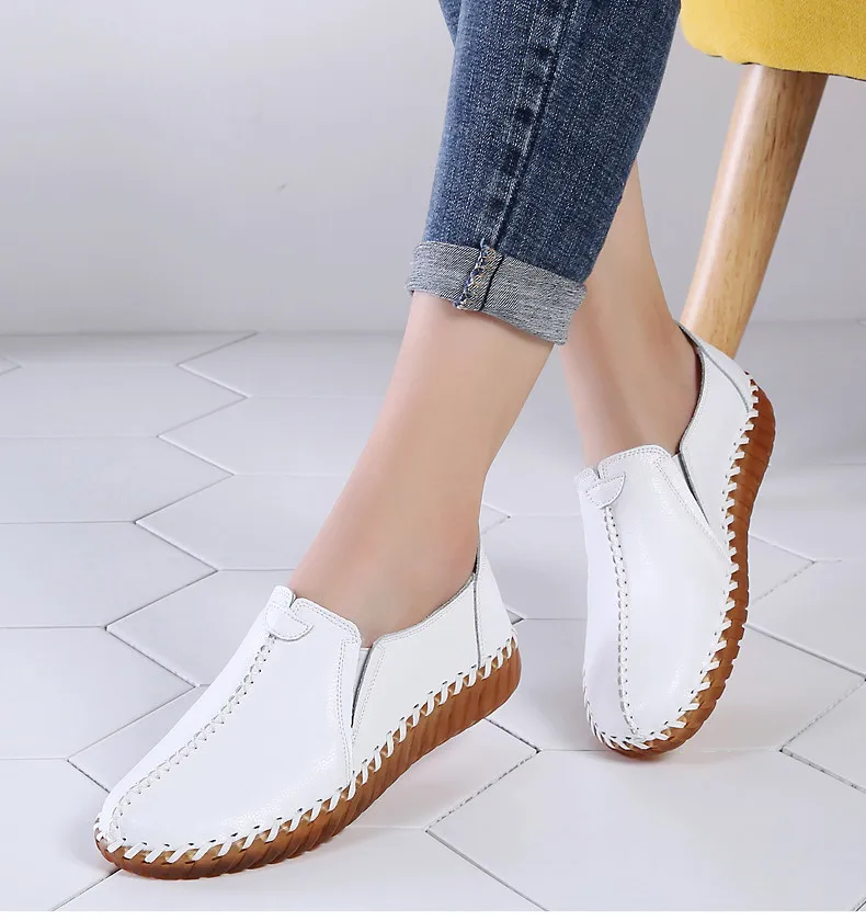 CAGILKZEL 2019 New Woman Shoes Casual Genuine Leather Shoes Women Loafer Slip On Ladies Shoes For Women Moccasins slipony (6)