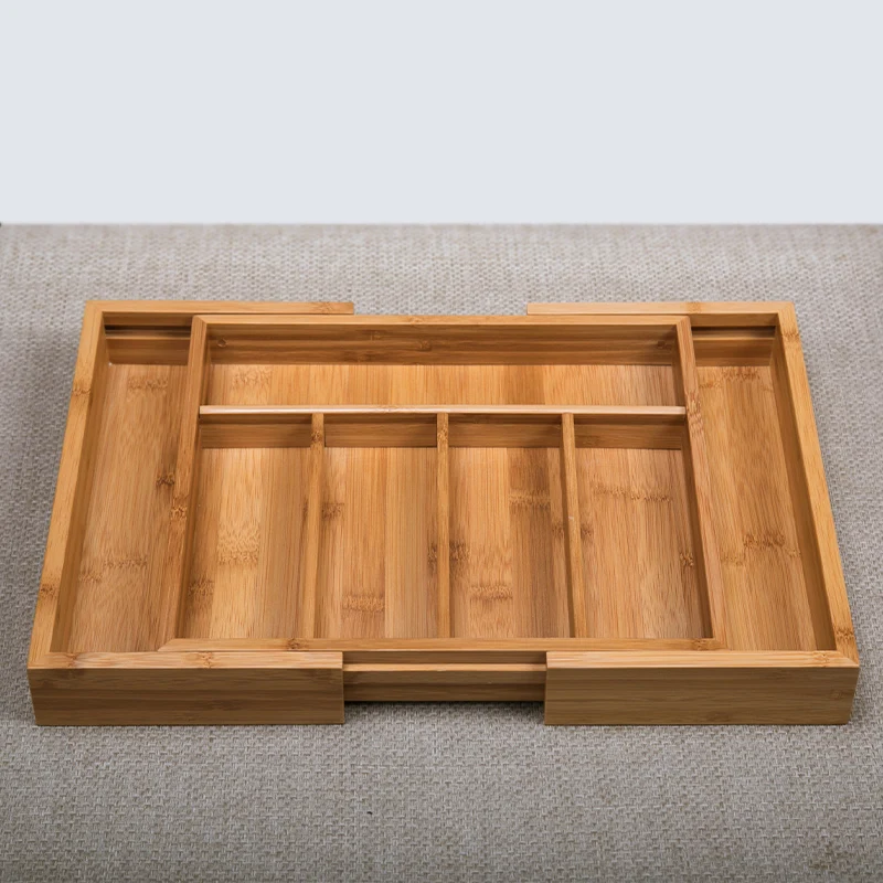 Bambus nastavitelný úložný box pro Sundries Eco Dřevo Office organizátor Multi-Use Home Decor zásuvka kuchyňské nádobí držáky
