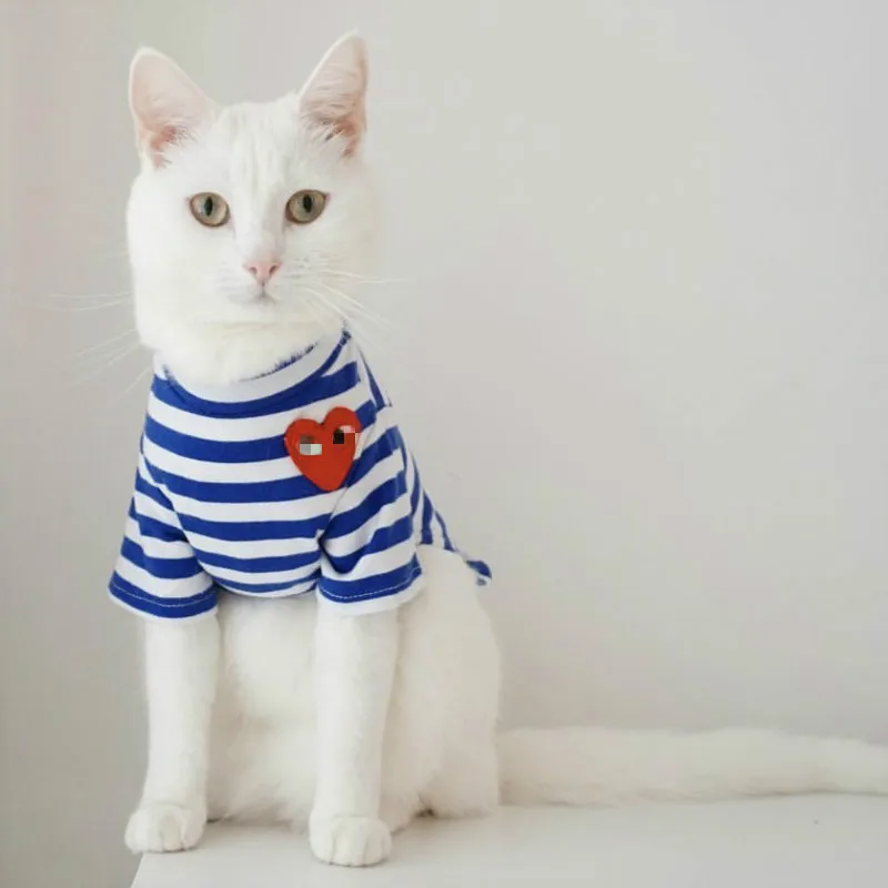 

Japan and South Korea Pet Clothes Tide Plaid Cat Navy Striped T-shirt French Bulldog Short Sleeve Chihuahua Shirt Puppy Vest XXL