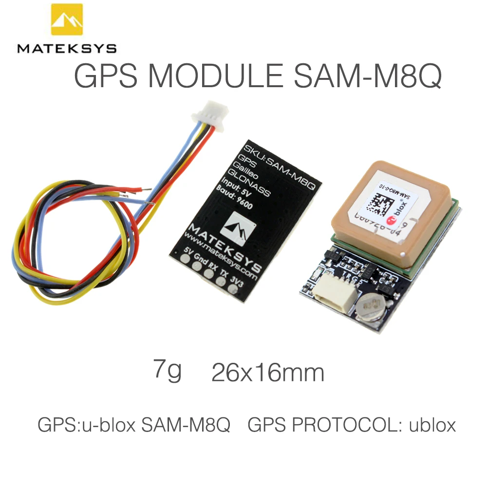 GPS модуль Matek приемник с антенной для роботов UAV FPV и других моделей GLONASS Galileo QZSS