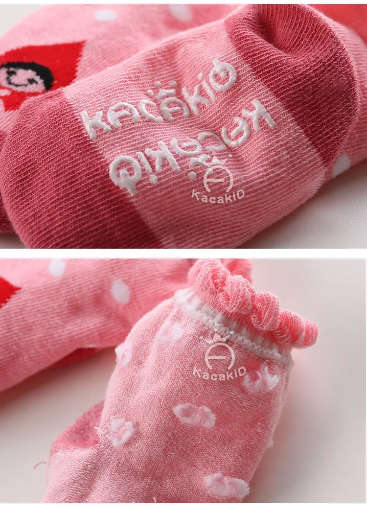 Kacakid для детей коттоновые носки для новорожденных милые противоскользящие носки-тапочки маленькие детские носки с принтом 3 пар/лот