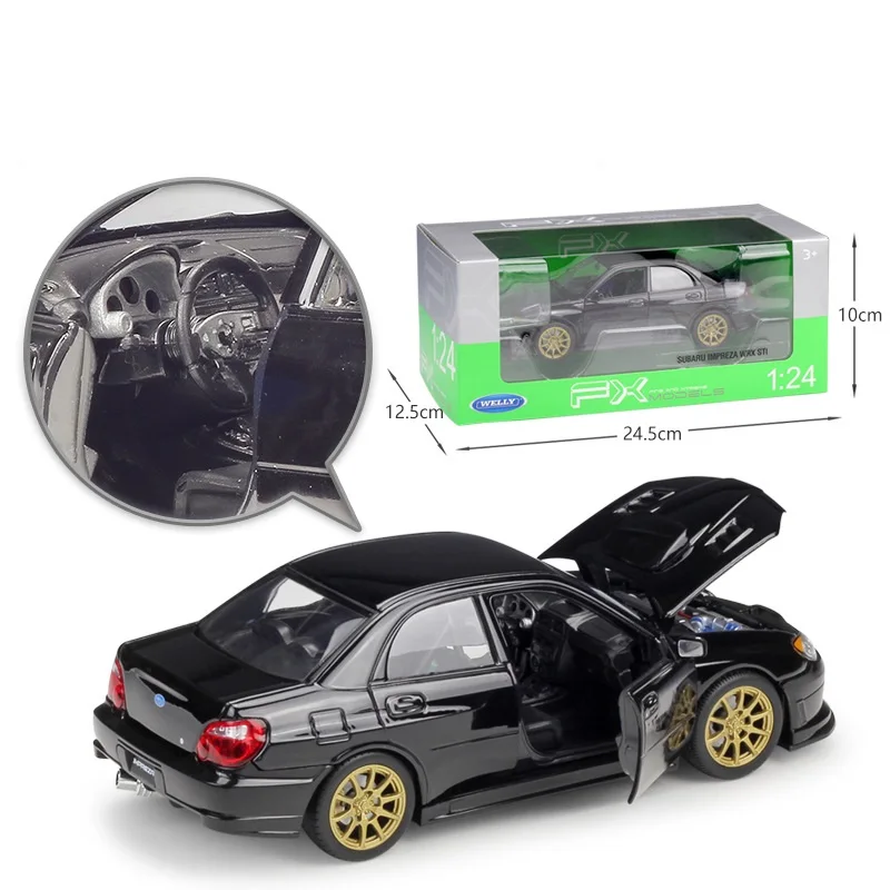 1:24 Welly Subaru Impreza WRX STI синяя/черная модель автомобиля под давлением|Наземный