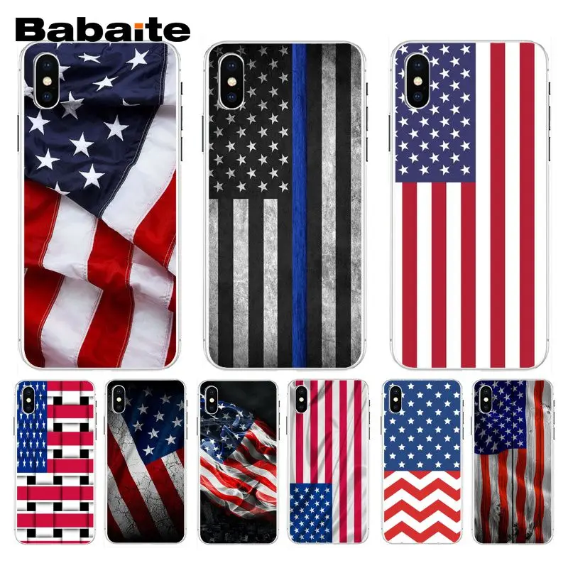 Babaite голубая линия американский флаг США дизайн чехла для телефона iphone 7 7plus X 8 8plus