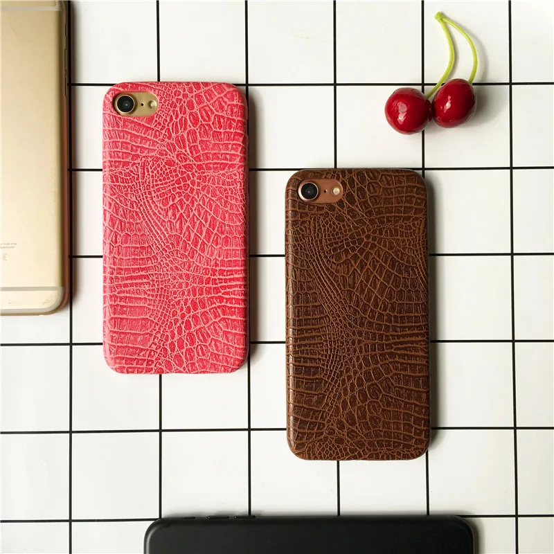 LUDI Luxury Soft PU Leather case for iphone X 8 5 5s SE 6 6s 7plus 6splus crocodile grain 8 colors TPU Cases Back Cover02