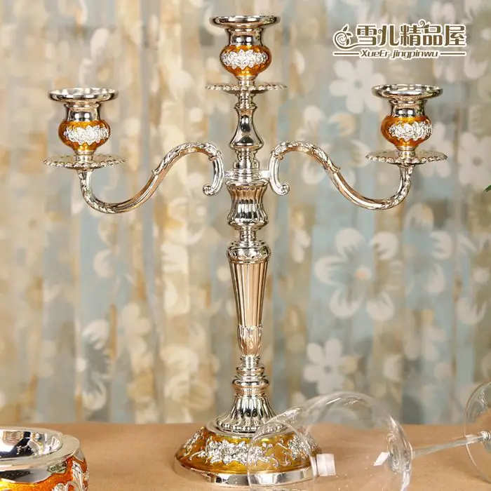 Candlestick high end European gold plated three head holders to Candles