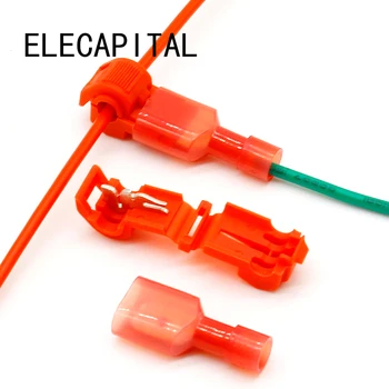 

20pcs=10set L12 Red T Type Quick Splice Crimp Terminal Wire Convenient Connector For Standard 0.5-1 Wire Line Free Shipping