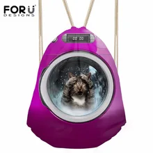 FORUDESIGNS/сумка на шнурке для кошек и собак, туристические сумки из полиэфира для мальчиков и девочек, сумки для покупок, женские легкие сумки на завязках с карманом