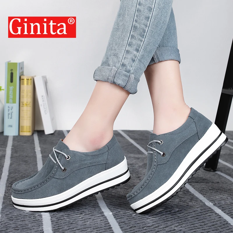 Туфли Ginita женские на платформе кожаные лоферы плоская подошва красные черные