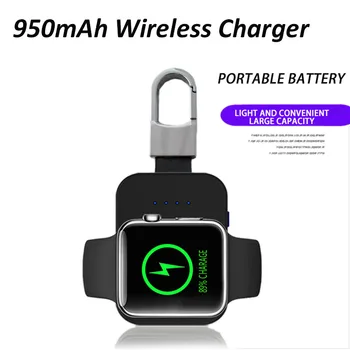 

QI Wireless Charger Power Bank for iWatch 1 2 3 4 Portable Mini Wireless Charger External Battery Pack KeyChain for Apple Watch