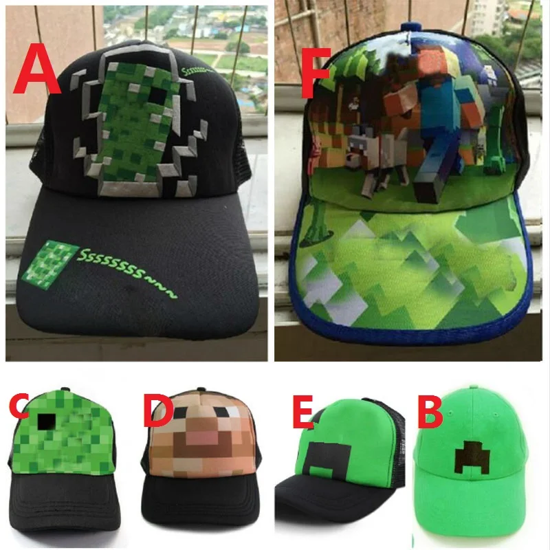 

6 Styles MC Printed Cap Kids Summer Sun Hats Games Breathable Caps Cartoon Baseball Sports Hat Children's Birthday Gift