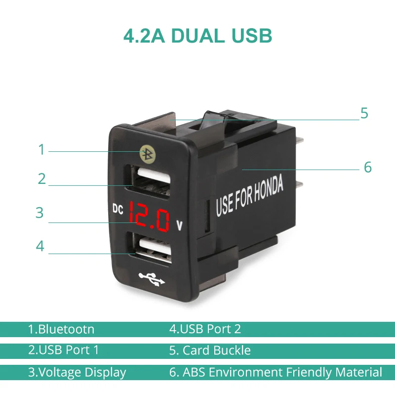 4.2A Dual USB Автомобильное зарядное устройство для Honda с местоположением парковки мобильный телефон вольт метр автомобильное зарядное устройство разъем gps трекер локатор