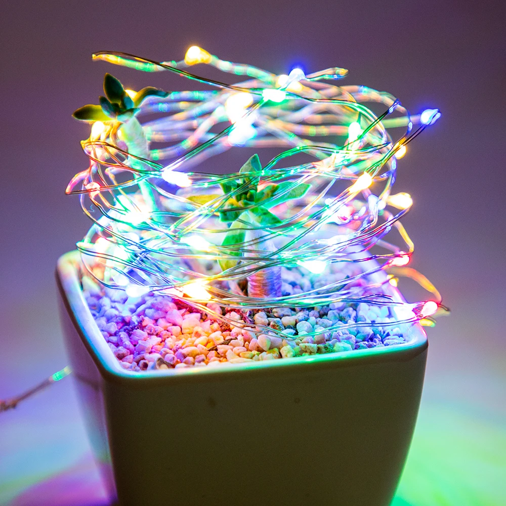 LED String lights 10M 5M 2M Copper Wire Garland Home Christmas Wedding Party Decoration Powered by 5V Battery Fairy light | Лампы и