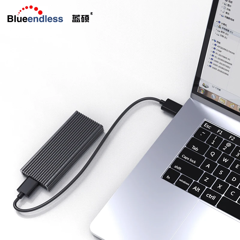 Blueendless портативный ssd жесткий диск чехол M.2 для type-c usb 3,1 NVMe PCIE msata жесткий диск корпус алюминиевый для M.2 M-key