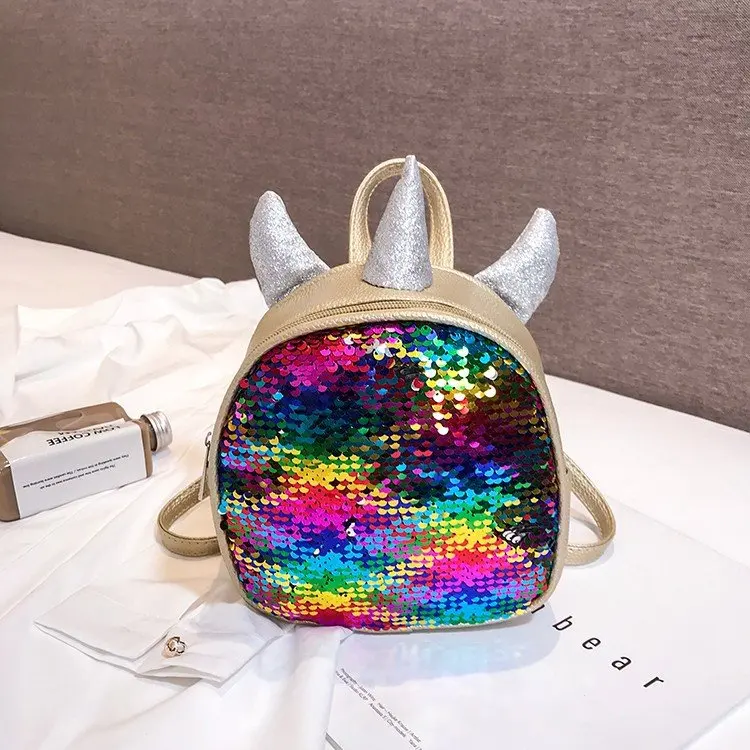 Блестки Единорог маленькая сумка на ремне, персональная Лазерная яркая детская одежда для девочек из искусственной кожи рюкзак сумка Детский плюшевый рюкзак сумка для пищевых продуктов