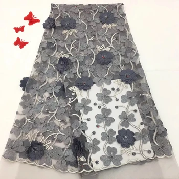 

High quality nigerian lace fabrics for wedding 2018 Gold color Beaded wedding fabric African lace dress with beads R10