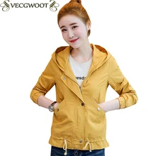 Весна осень новая куртка женская модная короткая куртка с капюшоном Женская однотонная куртка большого размера Женская верхняя одежда S301