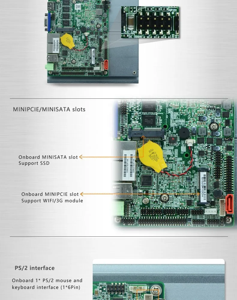 3.5 "дюйма Промышленная материнская плата с Intel Celeron 1037U integrated DDR3 4 ГБ памяти стационарных 2 * Intel 82583 В