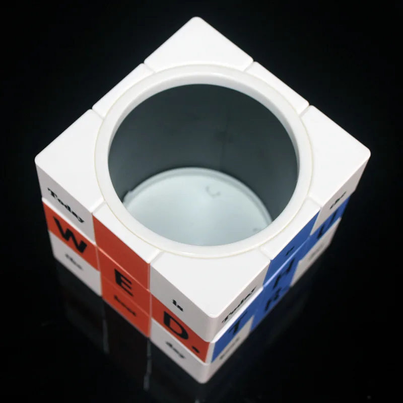 

9.5CM Pen Holder Case 3x3x3 Magic Cube Puzzle Rubike Cubes Week Office Decoration UV Printing Gifts Toys for Kids Adults