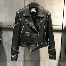 Женская качественная куртка из натуральной кожи, модный женский кожаный блейзер размера плюс 5XL