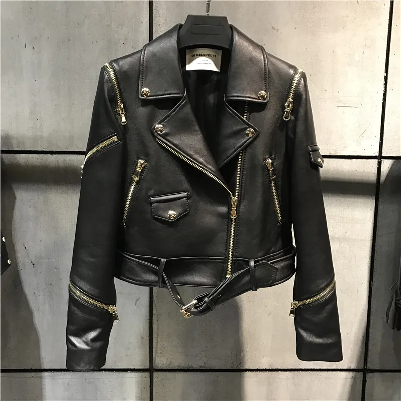

women quality genuine leather jacket fashion lady leather blazer plus size 5XL