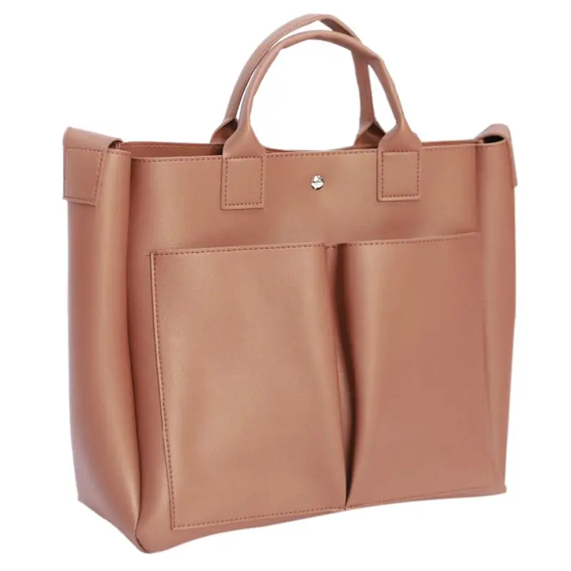 

Women Pu Leather Bag Simple Handbags Famous Brands Women Shoulder Bag Big Trunk Tote Vintage Ladies Crossbody Bags(Brown)