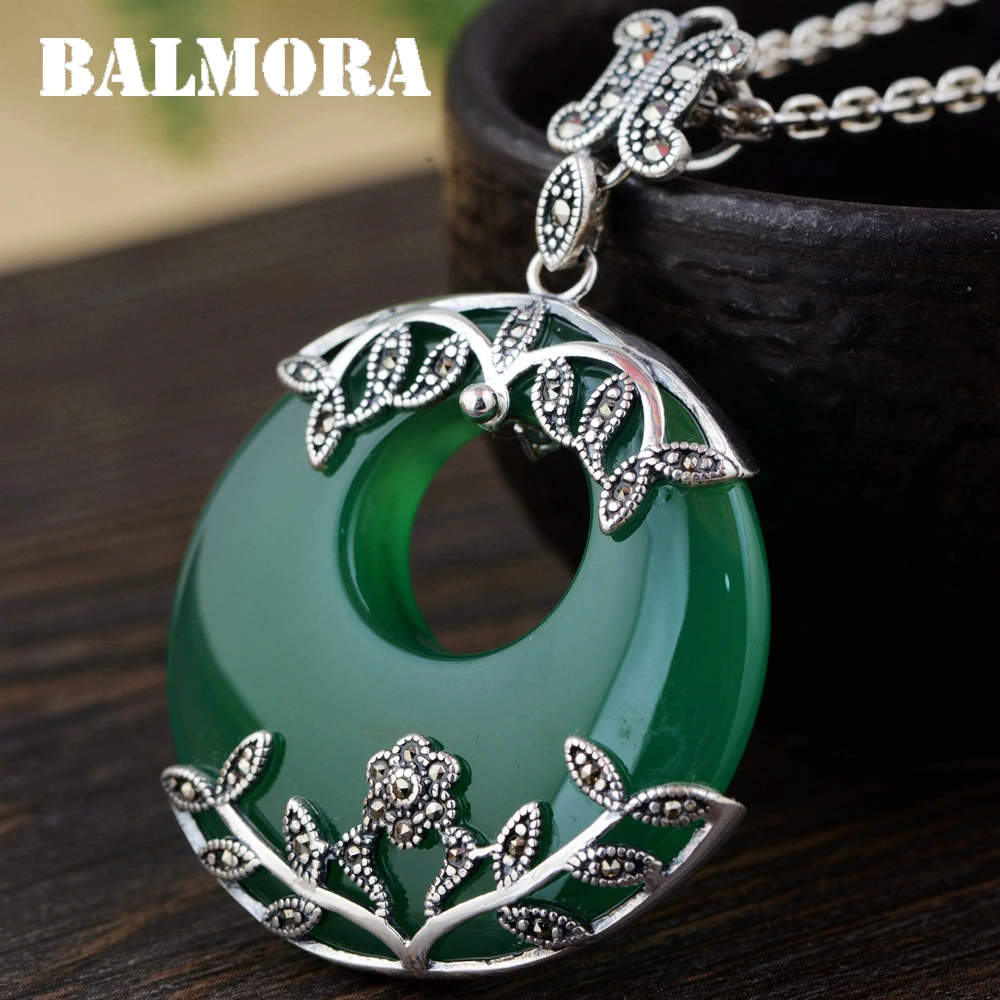 

BALMORA Real 925 Sterling Silver Vintage Leaf Pendant for Women Mother Gift Ethnic Elegant Fashion Jewelry Without Chain