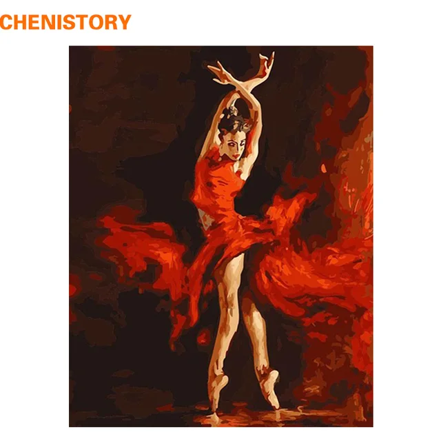 CHENISTORY Fire Ballet Dancer DIY Digital Painting By Numbers Kit