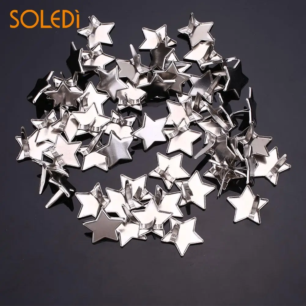 

DIY 50PCS Silver Color Five Pointed Star Brads Embellishment Decoration