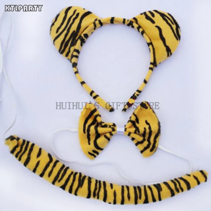 

Free shipping ,cheap Animal ear set (tiger ear headband,bow tie ,tail)/ party hairband carnival,chirstmas and halloween
