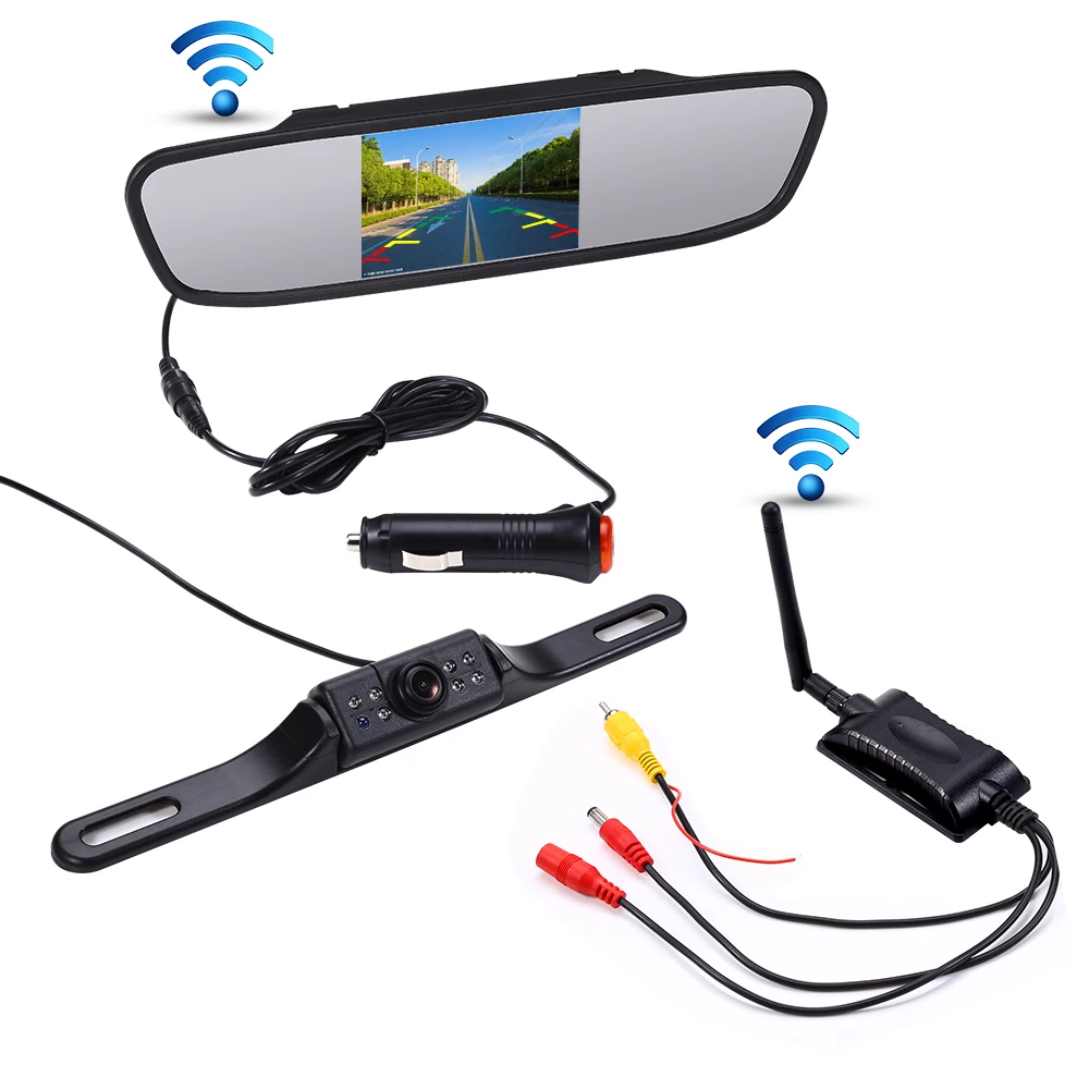 

Blueskysea Car Camera Wireless 5'' TFT LCD Mirror Monitor Night Vision Rear View Backup Camera System Video Recorder Dashcam