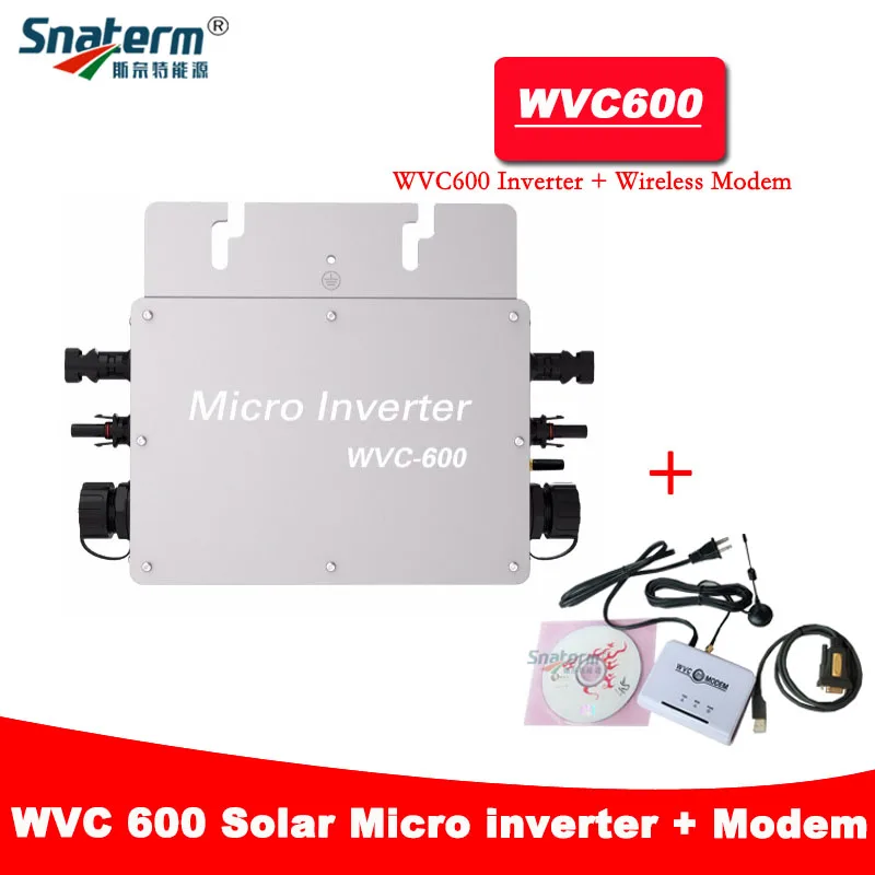 

Waterproof WVC 600W Micro on grid power inverter comes with WVC Wireless modem 22-50VDC 110V/230VAC MPPT Solar Power inverter
