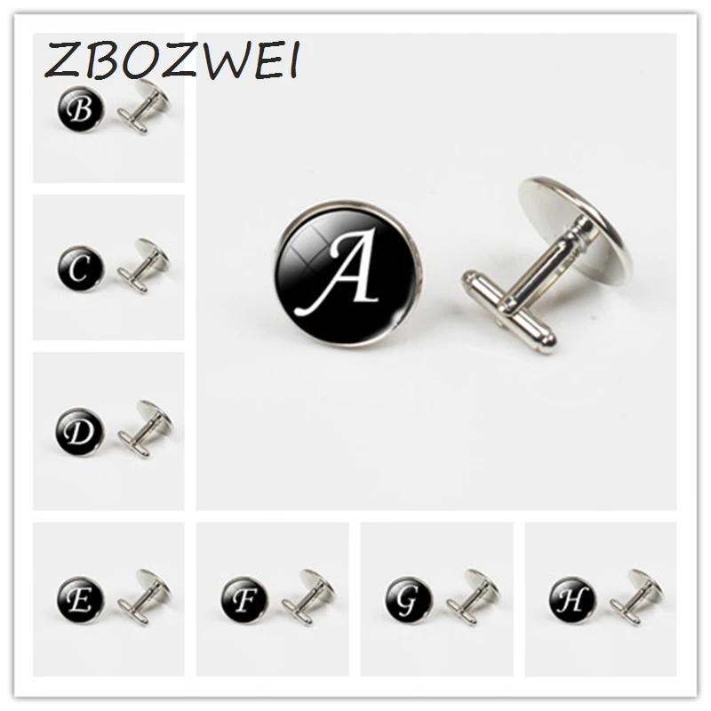 

ZBOZWEI A-Z Single Alphabet Cufflinks Silver Color Letter Cufflink for Male French Shirt Wedding Cufflinks High Quality Bottom