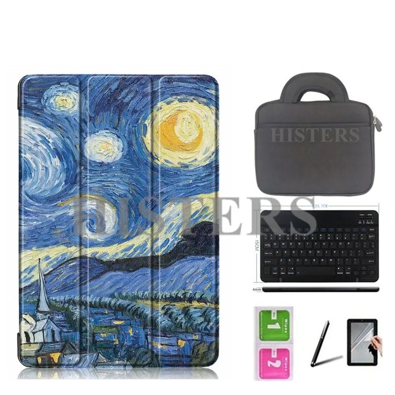 6-в-1 Для iPad 9,7 A1893 A1954 A1822 A1823-Printed Smart Cover чехол+ Bluetooth клавиатура+ сумка+ ручка-стилус+ Защитная пленка на экран+ влажные салфетки - Цвет: BBK10-XK