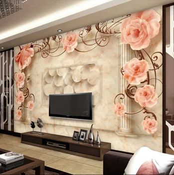 

Romantic rose Roman fashion television background wallpaper 3D beauty living room bedroom library mural 3D Mural Wallpaper
