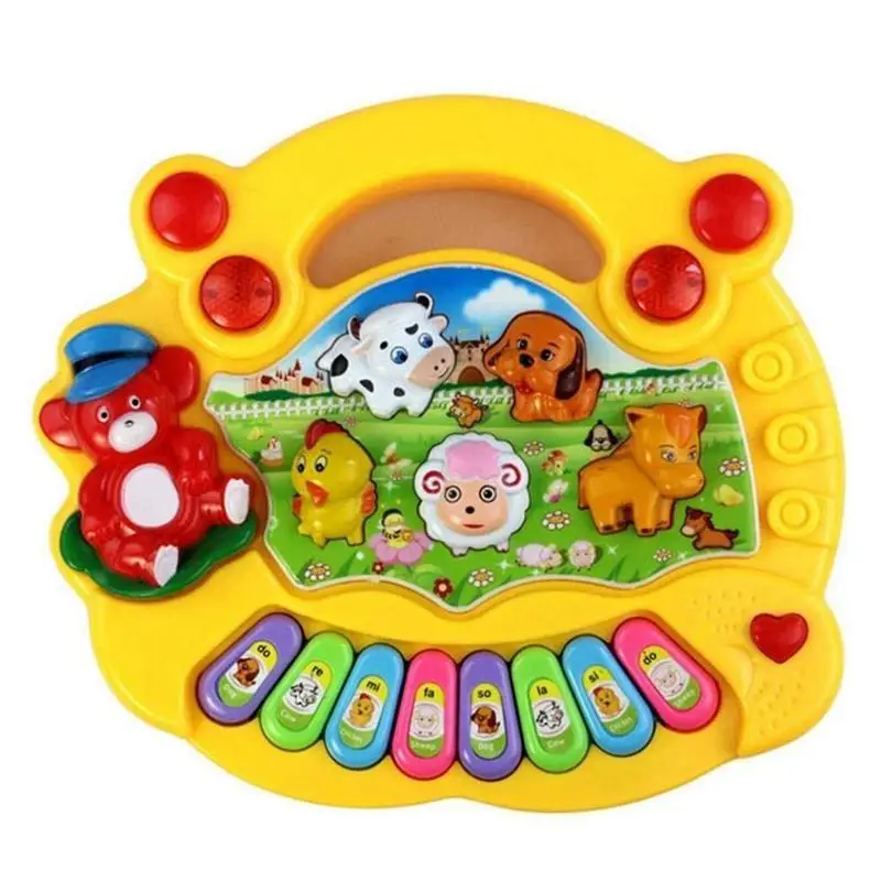 Раннее Образование 1 год детская игрушка животное ферма пианино Музыка Развивающие игрушки детский музыкальный инструмент для детей и детей Бо - Цвет: Yellow