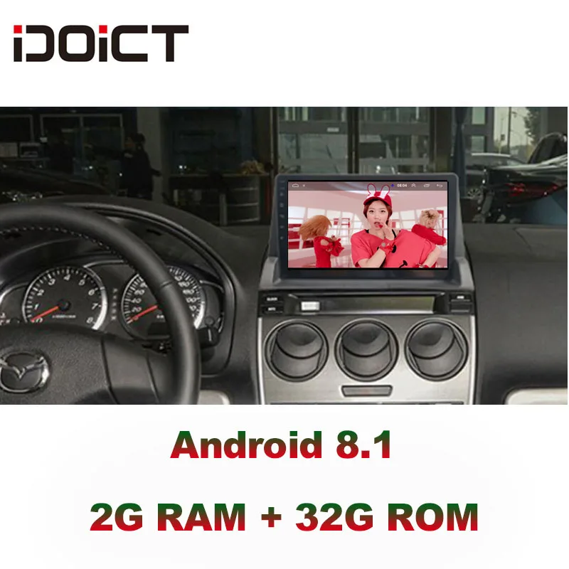 IDOICT Android 8,1 ips 2G+ 32G 8 ядерный автомобильный dvd-плеер gps навигация Мультимедиа для Mazda 6 радио 2002-2008 стерео