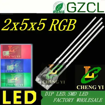 

High bright 2*5*5mm RGB multicolor led diode square tricolor DIP LED common cathode