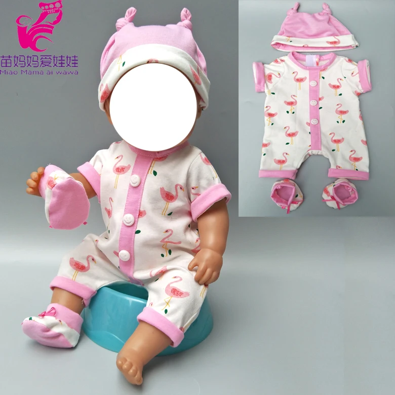 

doll clothes for 43cm born baby doll cute hat flamingo rompers for 17" infant baby doll clothes pants toys clothes drop shipping