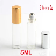 5 мл 5 штук Горячая Claer стеклянный бутылка с роликом для эфирных масел с золотым, серебряным, черным цветом крышки 5CC рулонные бутылки