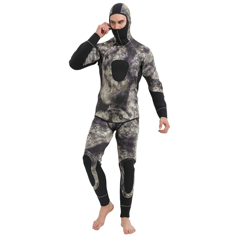5 мм Дайвинг костюмы для мужчин всего тела сохраняет тепло неопрен гидрокостюм трубка Подводная охота рашгарды серфинг купальники с капюшоном