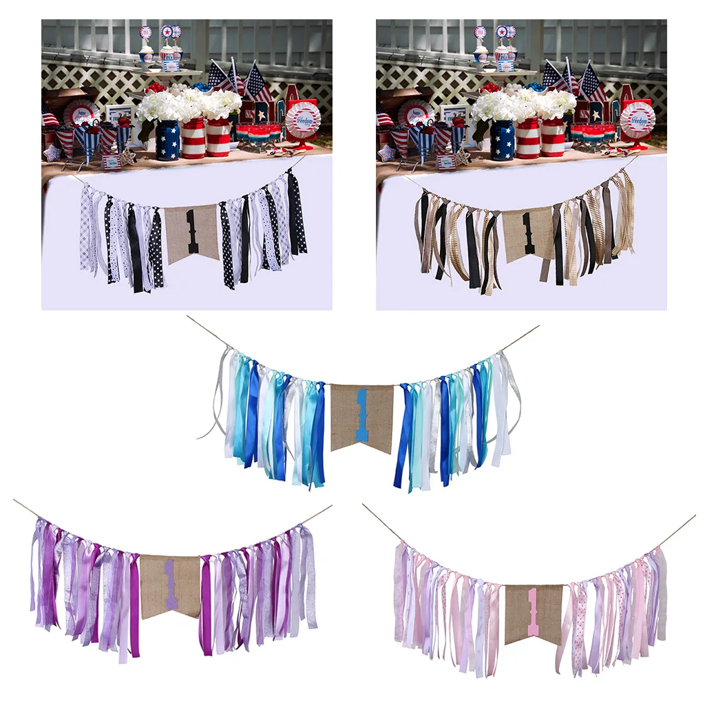 Baby Shower Boy Girl 1st Birthday Party Decoration Colorful Kids Birthday Bunting Banner High Chair Satin Banner Baby Shower Boy Girl 1st Birthday Party Decoration Colorful Kids Birthday Bunting Banner High Chair Satin Banner