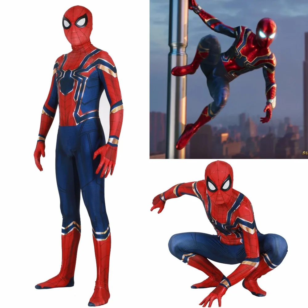 

Super Hero Spiderman Printed Jumpsuits Iron Spider Cosplay Suit Spider-man Costume Men's One Piece Outfits Bodysuit