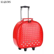 KLQDZMS персональная обувь для девочек carrys на багаже из искусственной кожи сумки на колёсиках spinner Заклепки Шаблон путешествия чемодан с колесиками