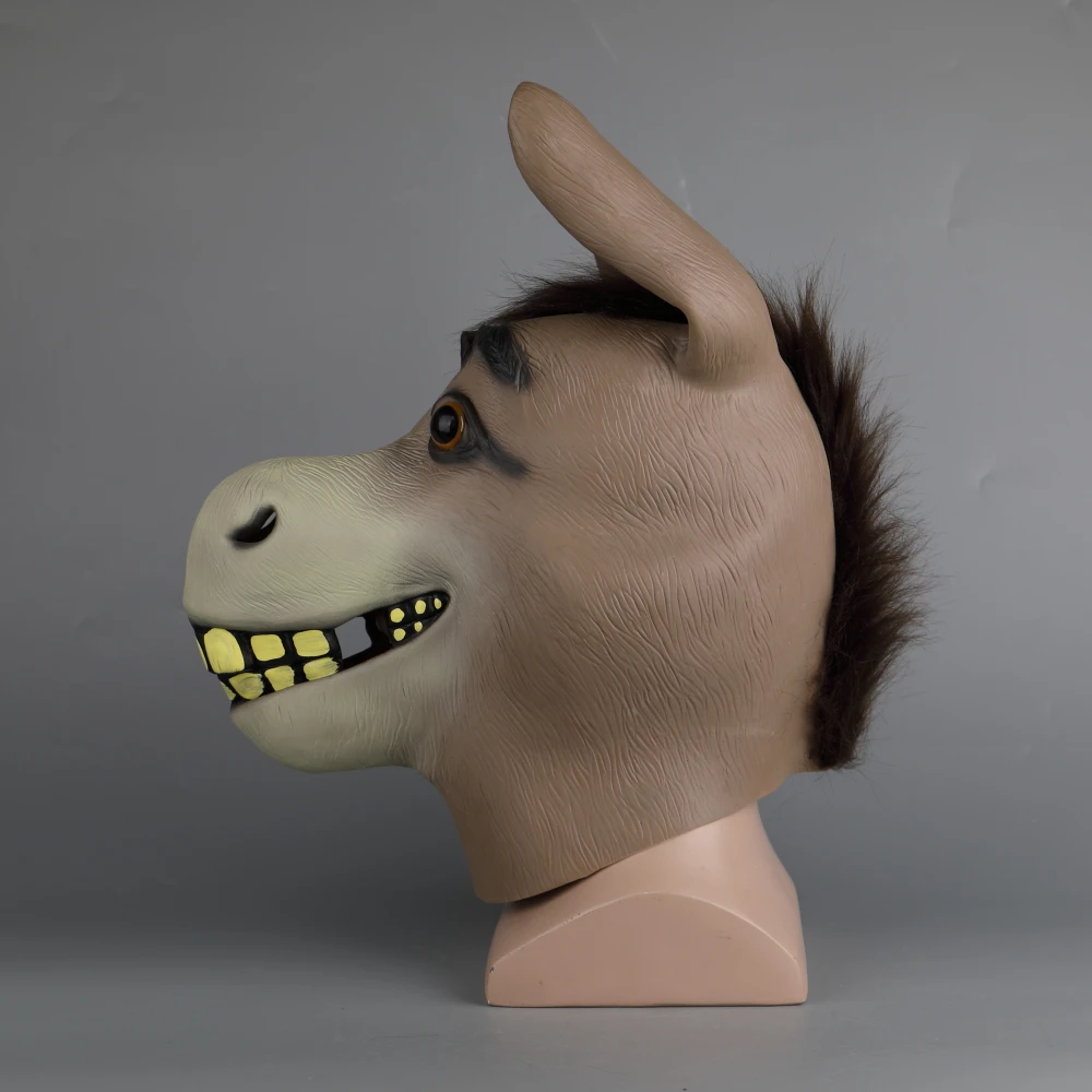 Funny Adult Creepy Funny Donkey Horse Head Mask Latex Halloween Animal Cosplay Zoo Props Party Festival Costume Ball Mask (6)