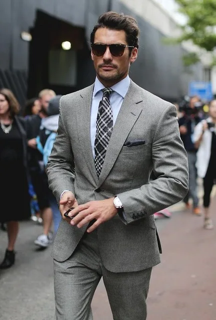 Custom Made Light Gray Gentleman Suit Slim Fit Groom Tuxedos 2  Pieces(jacket+pants+tie) Wedding Prom Suits Groomsman Terno 616 - Suits -  AliExpress