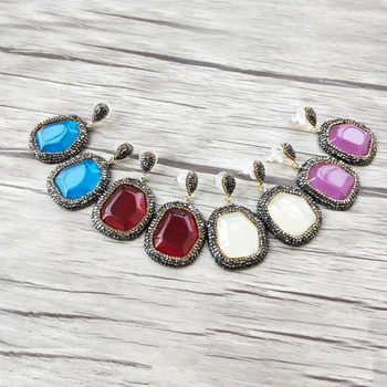 

4 Pairs Fashion acrylic charms drop dangle earrings,Pave Zircon Rhinestone Earrings For Women Jewelry ER713