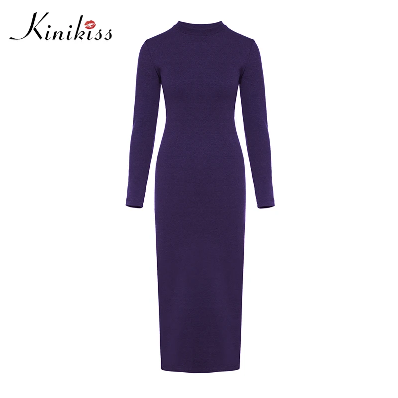 Kinikiss Women Knit Maxi Dresses Winter Causal Long Sleeve Elegant Kinikiss Women Knit Maxi Dresses Winter Causal Long Sleeve Elegant Sweater Dress Purple Bodycon Knitted In From S Clothing On